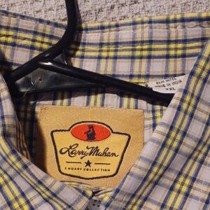 Larry Mahan Men's Yellow Plaid Shirt XXL NWOT